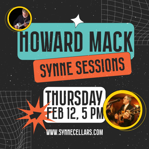 Howard Mack live music at Synne Cellars on 2/12/26 at 5pm