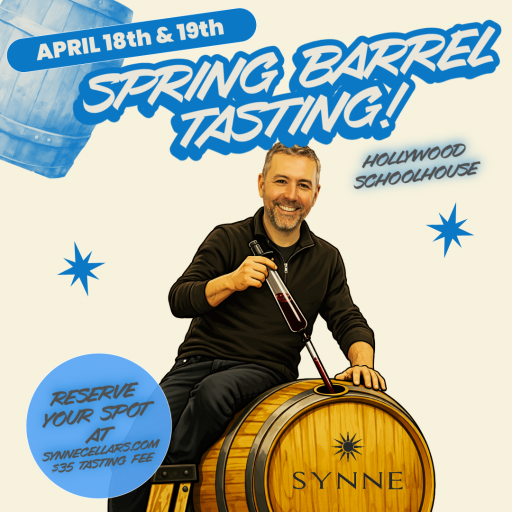 Spring Barrel Tasting at Synne Cellars on April 18th and 19th