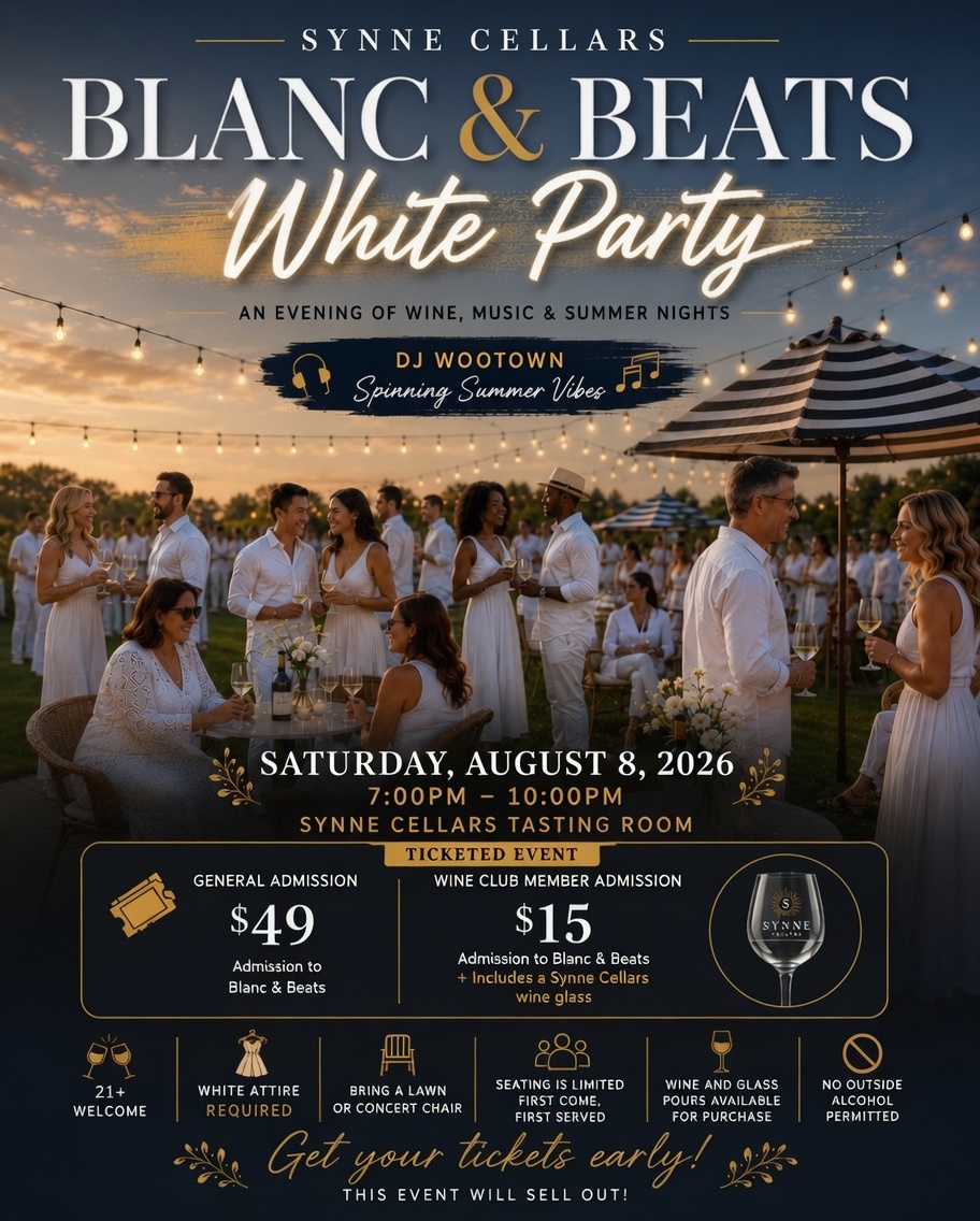 White Party at Synne Cellars August 8 at 7pm