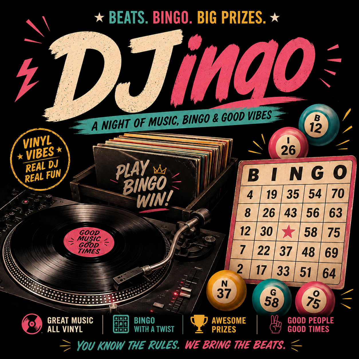 DJingo is DJ Bingo at Synne Cellars October 2, 2026 at 5:30pm