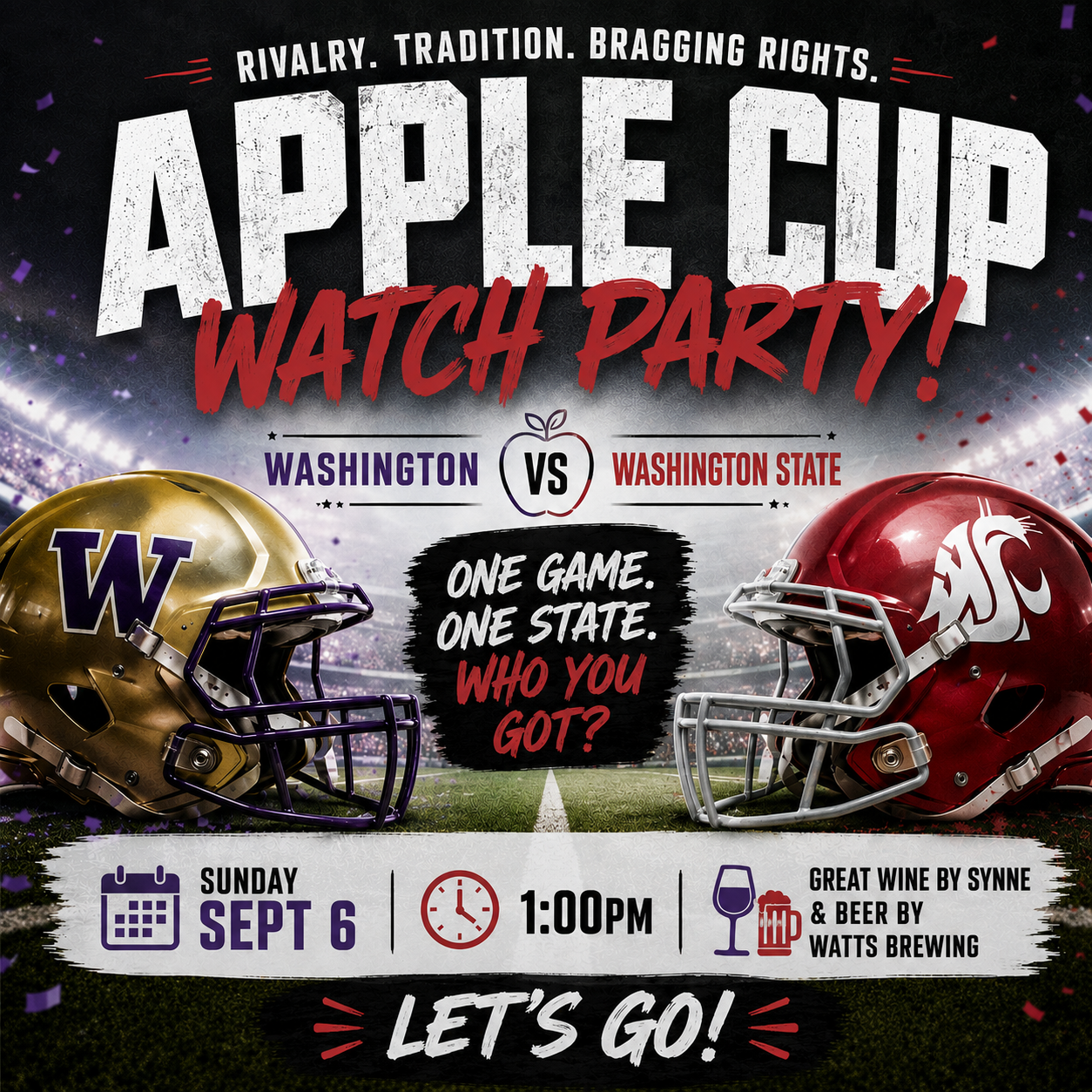Apple Cup Watch Party: The Indoor Tailgate at Synne