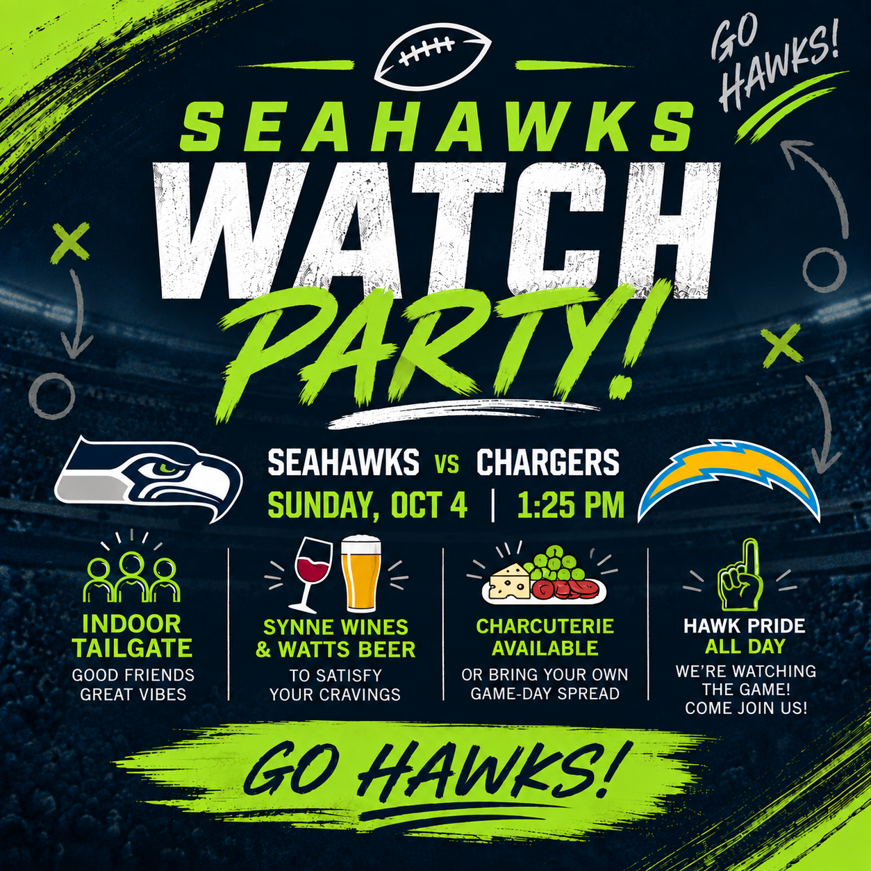 Seahawks Watch Party 10/4 vs. Chargers 1:25pm