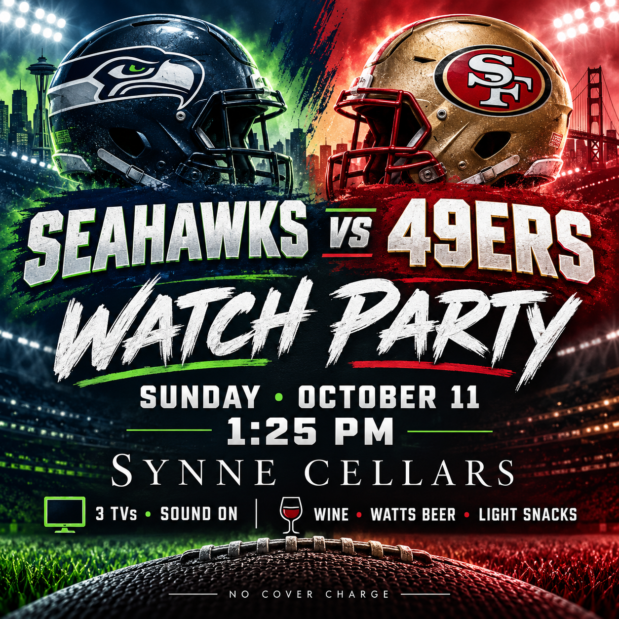 Watch Party Seahawks vs 49ers October 11 at Synne